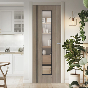 LPD Monaco Glazed Light Grey Laminate Internal Door - Fully Finished
