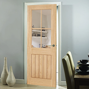 LPD Belize 4 Light Glazed Oak Internal Door - Unfinished