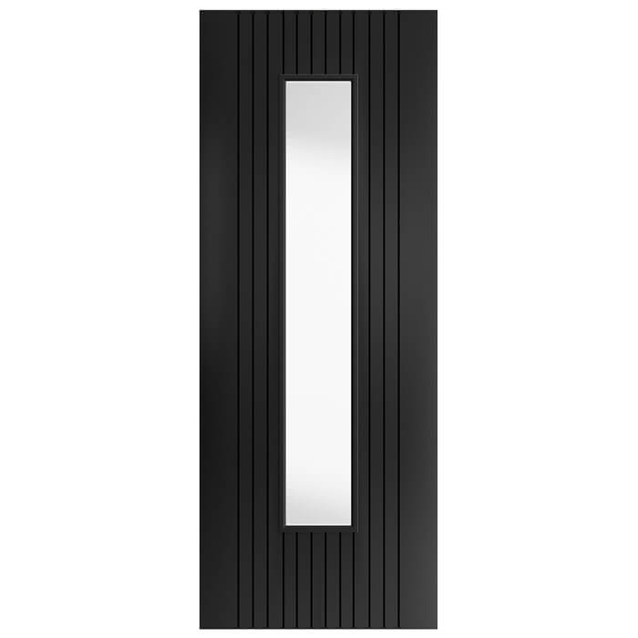 JB Kind Aria Glazed Black Laminate Internal Door - Pre Finished