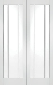XL Joinery Worcester Door Pair with Clear Glass White Primed
