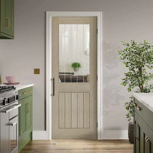 LPD Belize 1L Glazed Light Grey Oak Internal Door - Pre Finished