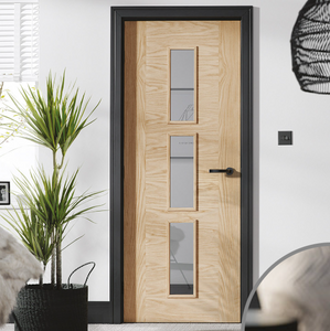 LPD Sofia Glazed 3L Oak Internal Door - Pre Finished