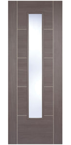 LPD Vancouver Glazed Medium Grey Laminate Internal Door - Fully Finished