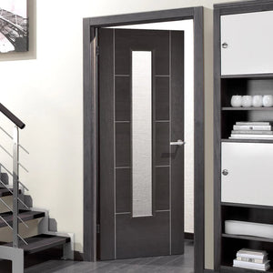 LPD Vancouver Glazed Dark Grey Laminate Internal Door - Fully Finished
