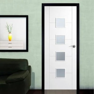 LPD Vancouver White Primed 4 Light Frosted Glazed Internal Door