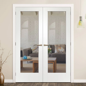 LPD Pattern 20 Glazed White Primed Door Pair