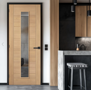 LPD Carini Glazed Long Light Oak Internal Door - Pre Finished