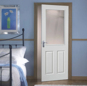 LPD Textured 2 Panel / 1 Light Glazed White Primed Internal Door