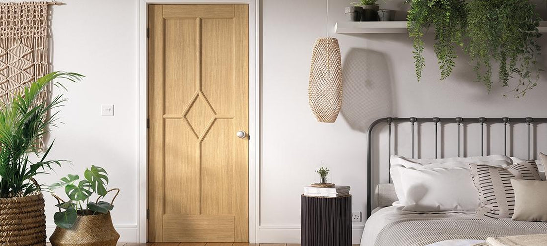 LPD Melrose Blonde Oak Reeded Glazed Internal Door - Pre Finished