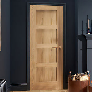 LPD Shaker Style 4 Panel Oak FD30 Fire Door - Pre Finished