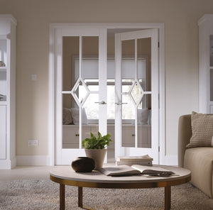 LPD Reims Glazed White Primed Internal Door Pairs