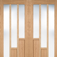 LPD Coventry Glazed 3 Light Oak Internal Door Pairs - Unfinished