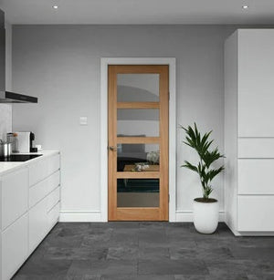 LPD Shaker Style Clear 4 Light Oak Internal Door - Pre Finished