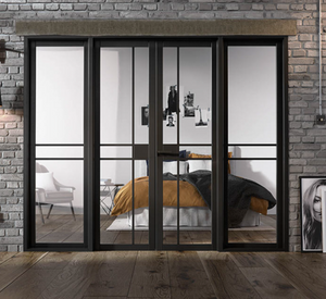 LPD Greenwich W8 Clear Glazed Crittall Style Black Internal Room Divider - Pre Finished