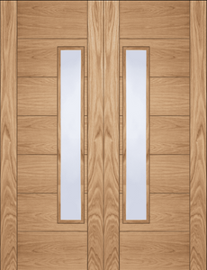 Mendes Corsica 18G Offset Glazed FD30 Fire Door Pair - Pre Finished