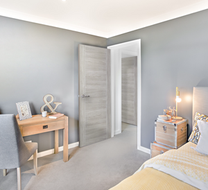 XL Joinery Forli White Grey Laminate FD30 Fire Door - Pre Finished