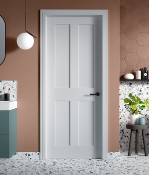LPD London 4 Panel White Primed FD30 Fire Door