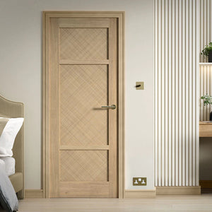 LPD Alvin 3 Panel Rattan Finish Oak Door - Pre Finished