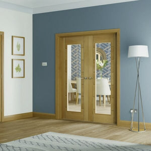 XL Joinery Palermo Oak Door Pair with Clear Glass - Unfinished