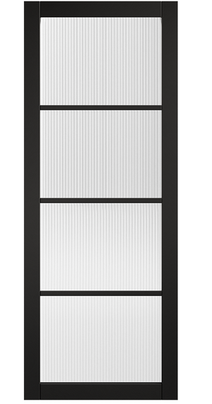 LPD Soho Black Reeded Glazed Industrial Style Door - Pre Finished