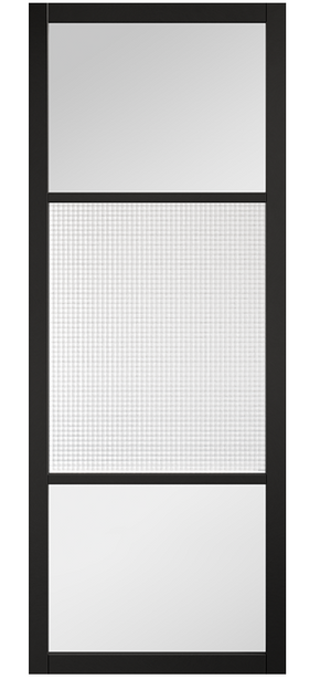 LPD Sutton Industrial Style Reeded Glazed Black Internal Door - Pre Finished