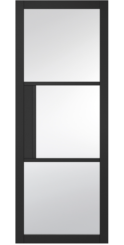 LPD Tribeca Industrial Style Clear Glazed Black Internal Door - Pre Finished