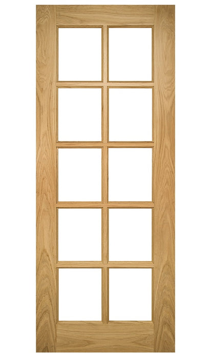 Deanta Bristol Clear Glazed 10 Light Oak Internal Door - Unfinished