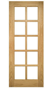 Deanta Bristol Clear Glazed 10 Light Oak Internal Door - Unfinished