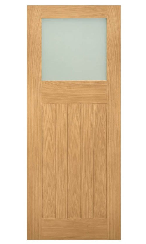 Deanta Cambridge Frosted Glass Oak Internal Door - Unfinished