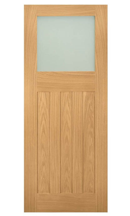 Deanta Cambridge Frosted Glass Oak Internal Door - Unfinished