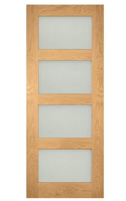 Deanta Coventry Frosted Glass Oak Internal Door - Unfinished