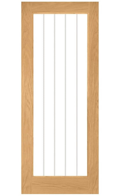 Deanta Ely 1L Full Glass Oak Internal Door - Unfinished