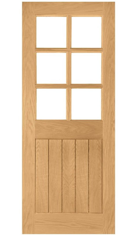 Deanta Ely 6L Glazed Oak Internal Door - Pre Finished