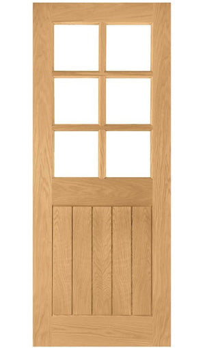 Deanta Ely 6L Glazed Oak Internal Door - Pre Finished