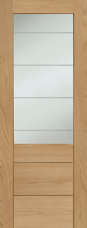 XL Joinery Palermo Essential 2XG Oak Door with Clear Etched Glass - Unfinished