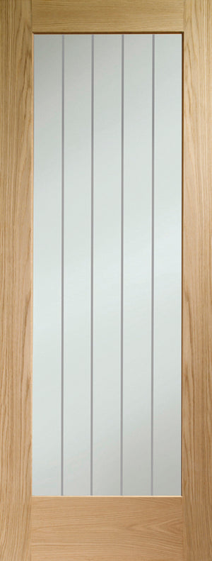 XL Joinery Suffolk Essential Pattern 10 Oak Door with Clear Etched Glass - Unfinished