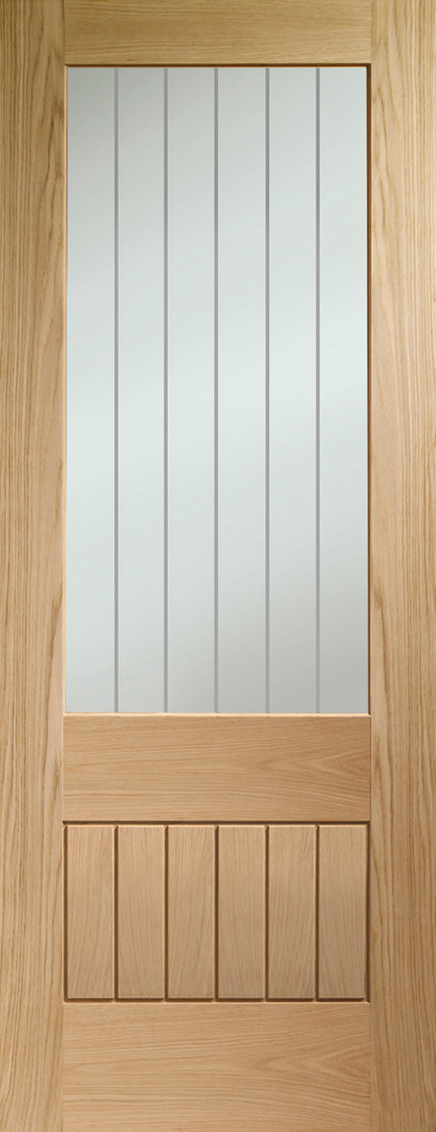 XL Joinery Suffolk Essential 2XG Oak Door with Clear Etched Glass - Pre Finished