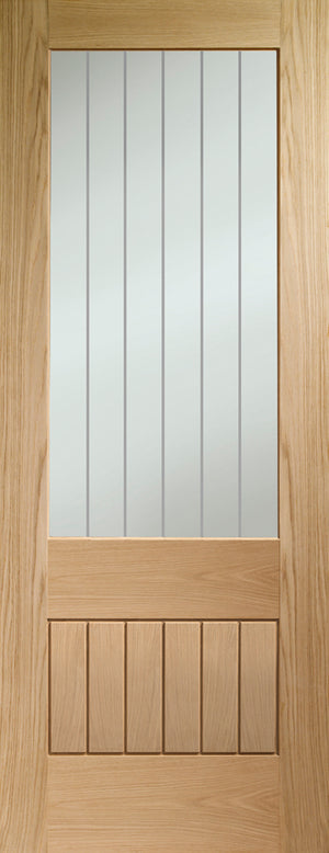 XL Joinery Suffolk Essential 2XG Oak Door with Clear Etched Glass - Unfinished