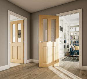 Deanta Bury Clear Glazed Oak Internal Door - Pre Finished