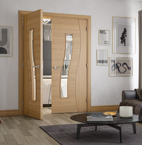 Deanta Cadiz Clear Glazed Oak Internal Door - Pre Finished