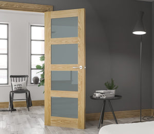 Deanta Coventry Frosted Glass Oak Internal Door - Pre Finished