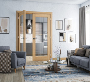 Deanta Ely 1L Full Glass Oak Internal Door - Pre Finished