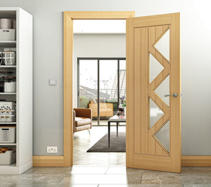 Deanta Ely 5L Glazed Oak Internal Door - Pre Finished