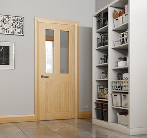 Deanta Eton Oak Clear Glazed Internal Door - Unfinished
