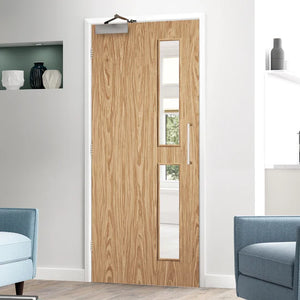 LPD Oak Flush 16G Glazed FD30 Fire Door - Pre Finished