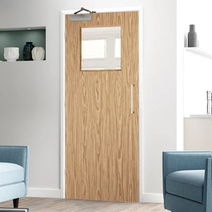LPD Oak Flush 1G Glazed FD30 Fire Door - Pre Finished