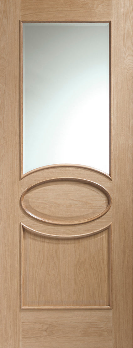 XL Joinery Calabria Clear Bevelled Glazed Oak Internal Door - Unfinished