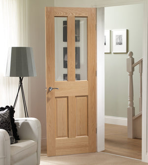 XL Joinery Victorian Shaker with Clear Glass Oak Internal Door - Unfinished