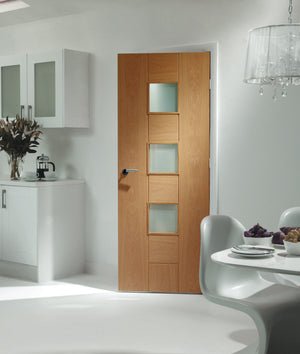 XL Joinery Messina Clear Glazed Internal Oak Door - Pre Finished