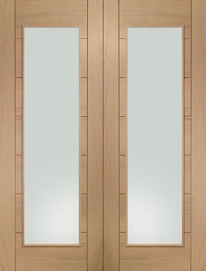 XL Joinery Palermo Oak Door Pair with Clear Glass - Unfinished